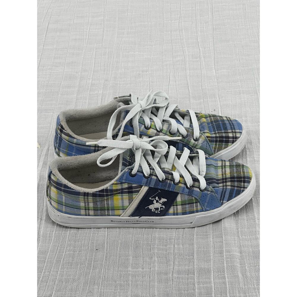 Beverly Hill Polo Club Canvas Sneakers Lace up Blue White Yellow 10